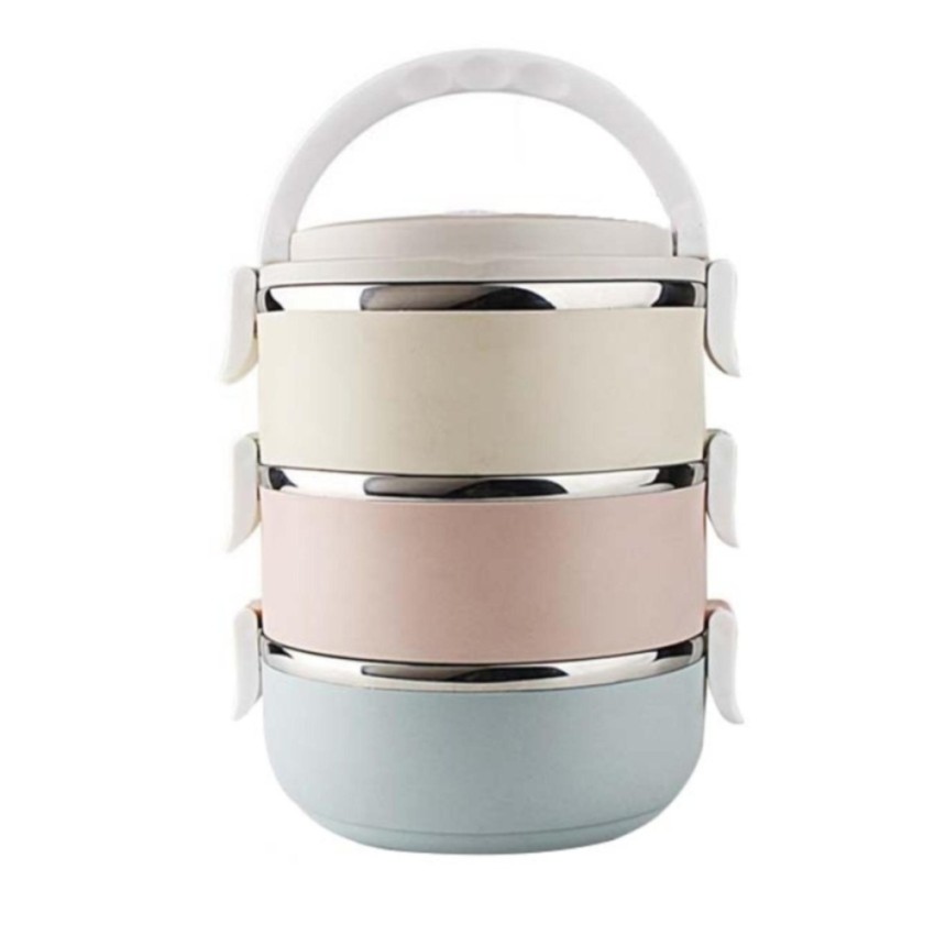 Eco Lunch Box Stainless Steel Rantang 3 susun glossy