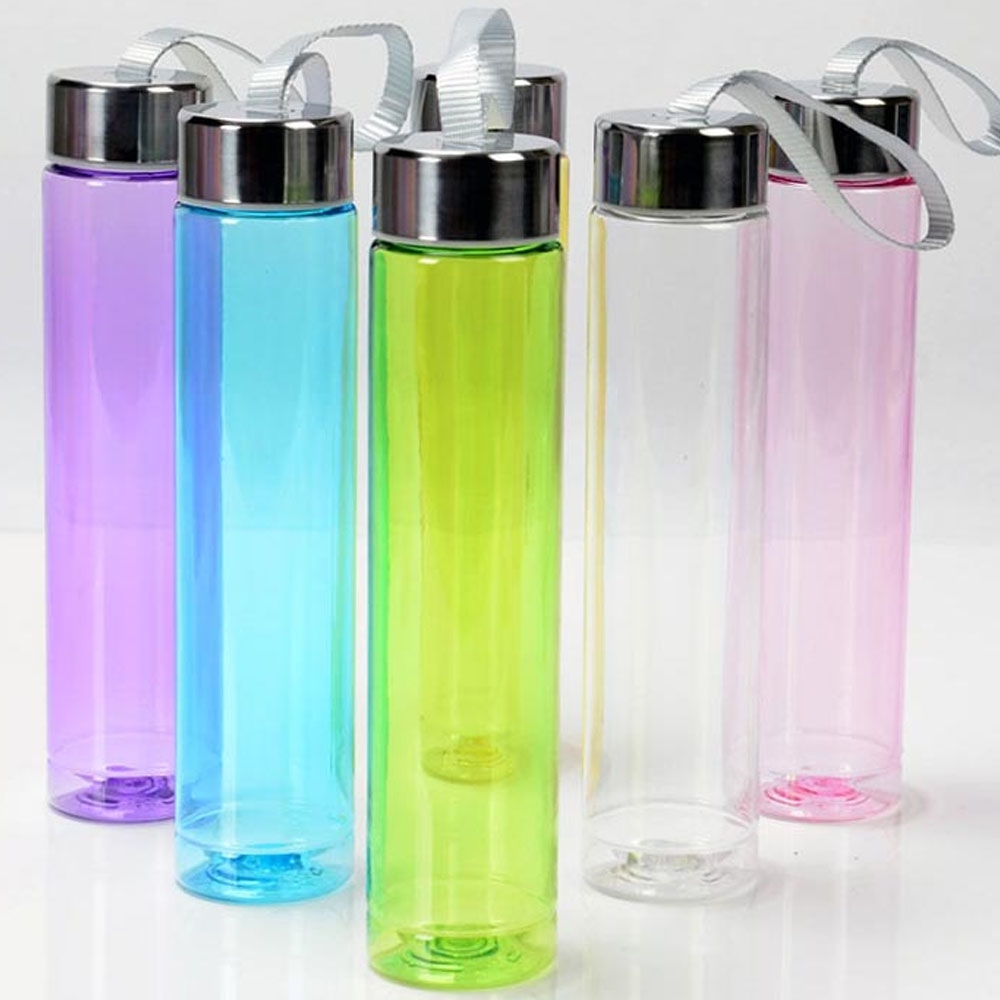 botol minum silinder tabung panjang tali BPA free - warna warni random BPA FREE