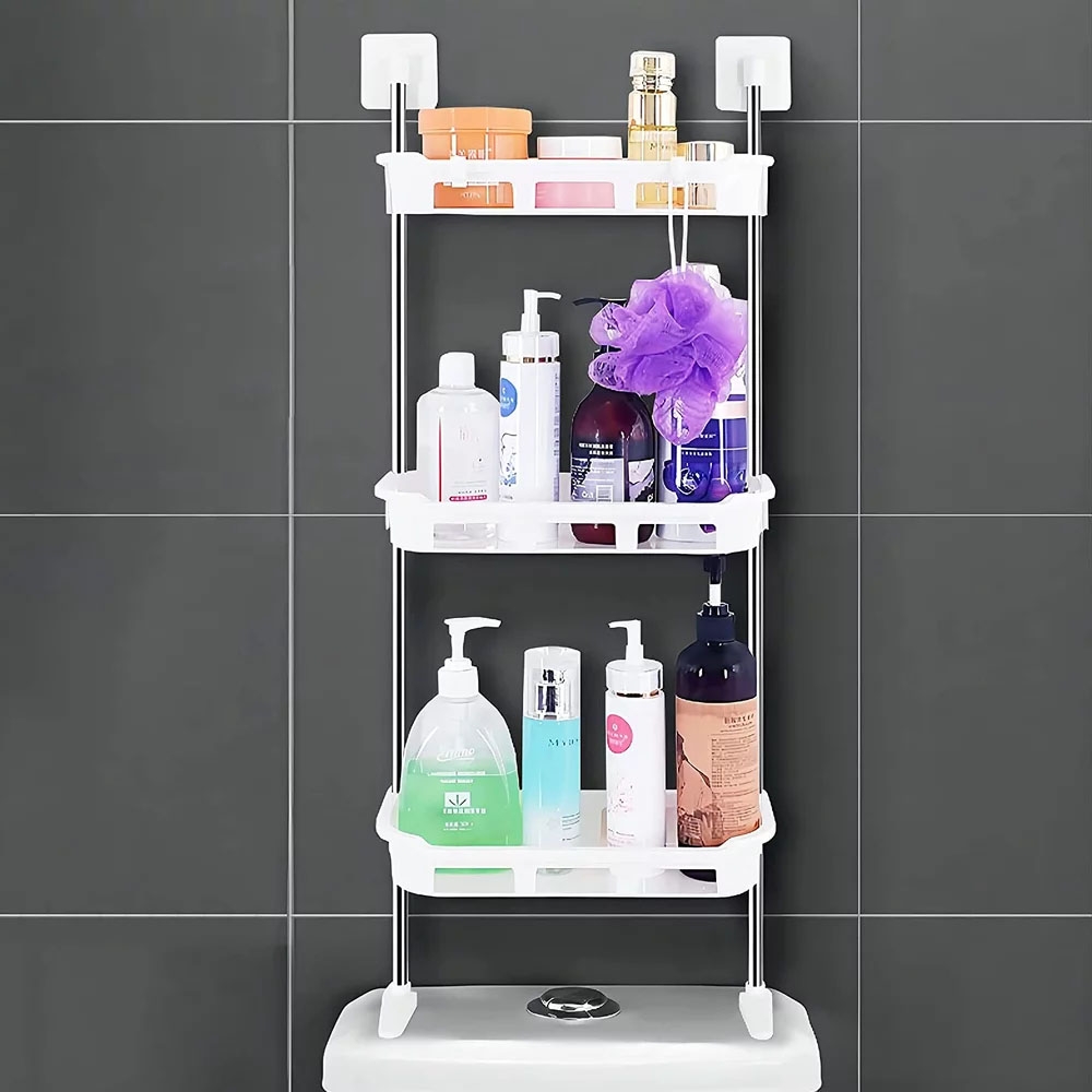 3 Layers Toilet Multifunctional Rack Rak Toilet Kamar Mandi 3 Susun R399 - Rak Kloset Toilet Tempat Organizer Sabun Shampo tissue Serbaguna Kop Tempel Tanpa Paku  