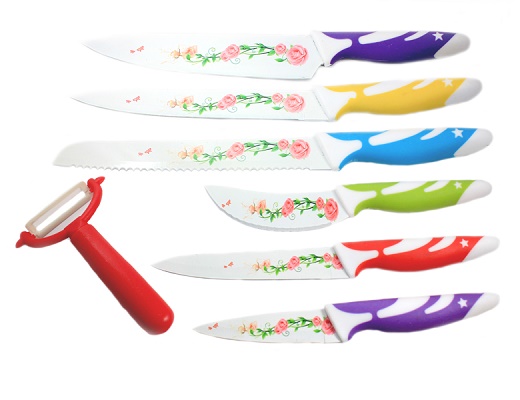 7 pcs colourfull knife set - pisau bunga warna warni