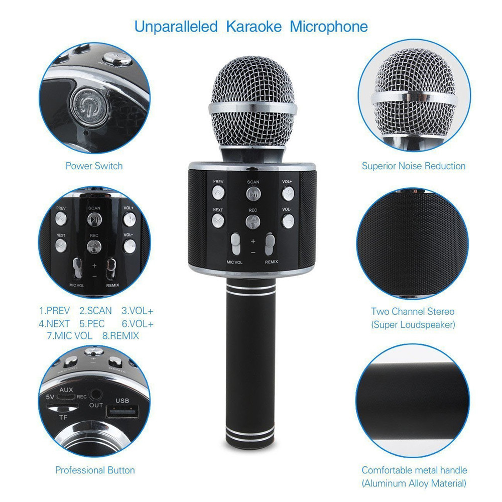 MIC KARAOKE BLUETOOTH WIRELESS PORTABLE WS858 / WS 858 SPEAKER