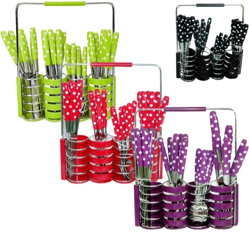 Sendok Set Polkadot - Sendok Garpu Pisau 24 Pcs