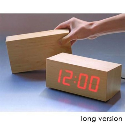 Wooden clock BESAR LED MERAH