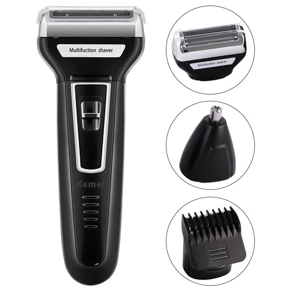 Alat Cukur Kumis Jenggot rambut Multifungsi 3 in 1 Shaver Kemei KM 6558 Hitam