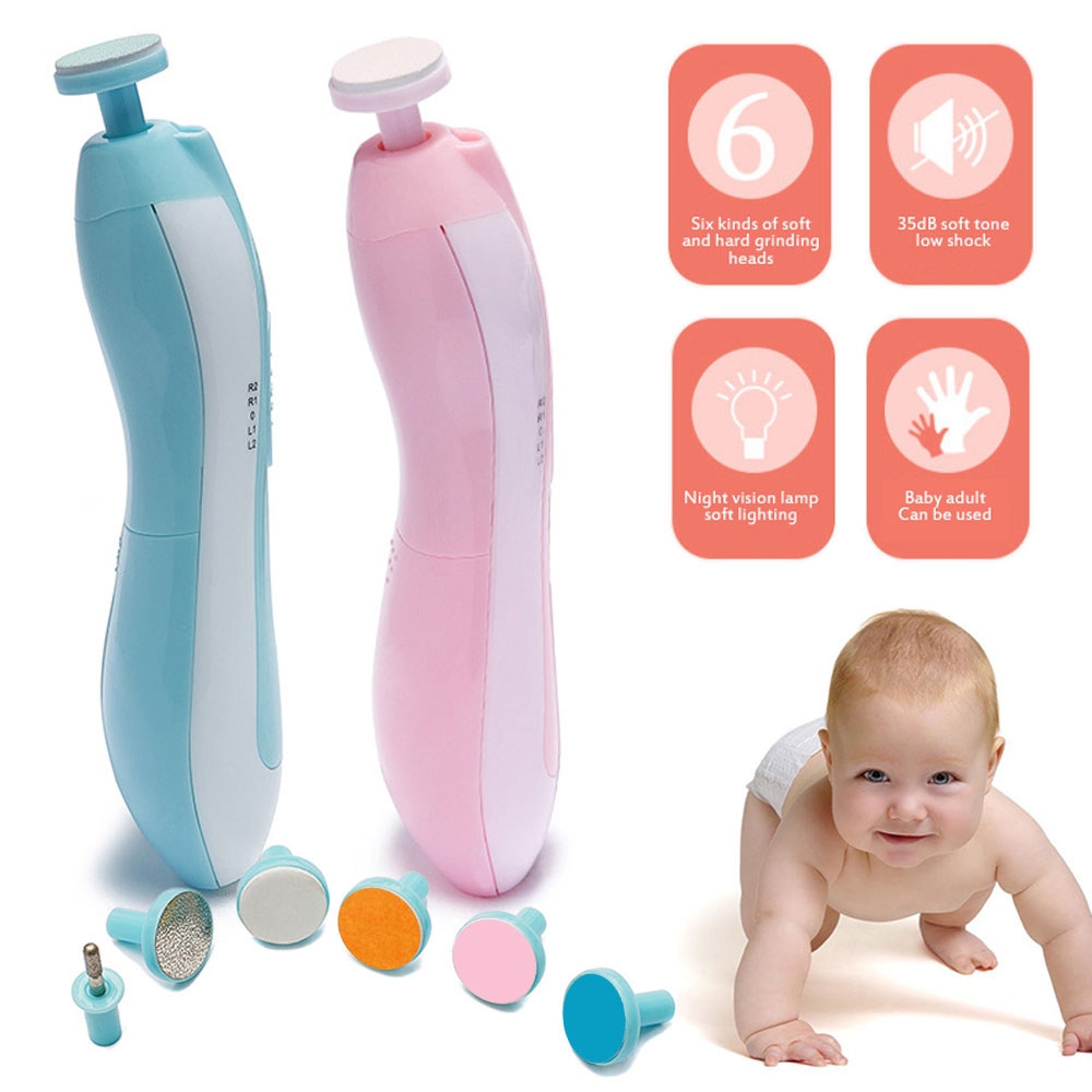 Baby Nail Trimmer SA2B - Set Medicure dan Pedicure Gunting Kuku Bayi Elektrik Dengan LED  untuk Bayi Anak Orang Dewasa dengan 4 Kecepatan 2 Arah Dilengkapi Lampu
