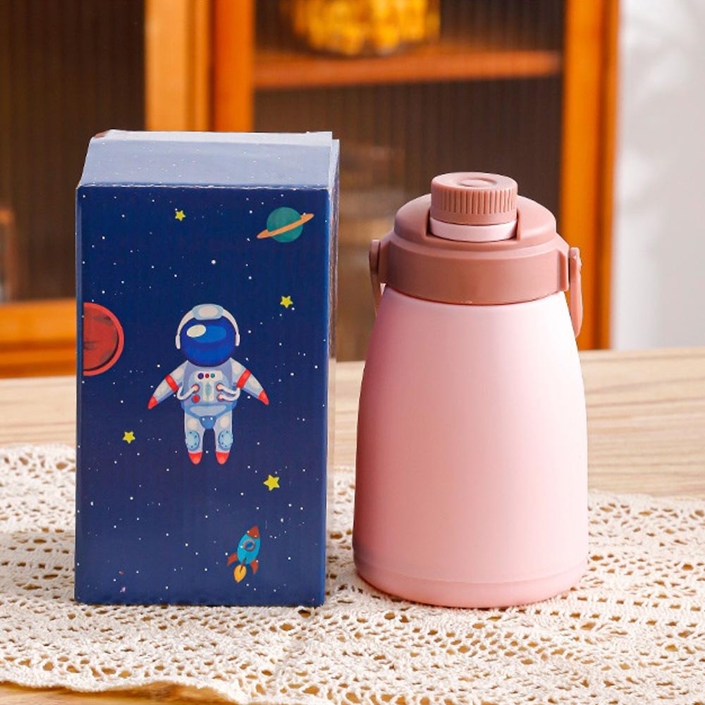 Botol minum kaca sticker anak-anak Tumbler beling dengan pegangan - botol ASTRONOT cover plastik lucu BMK107