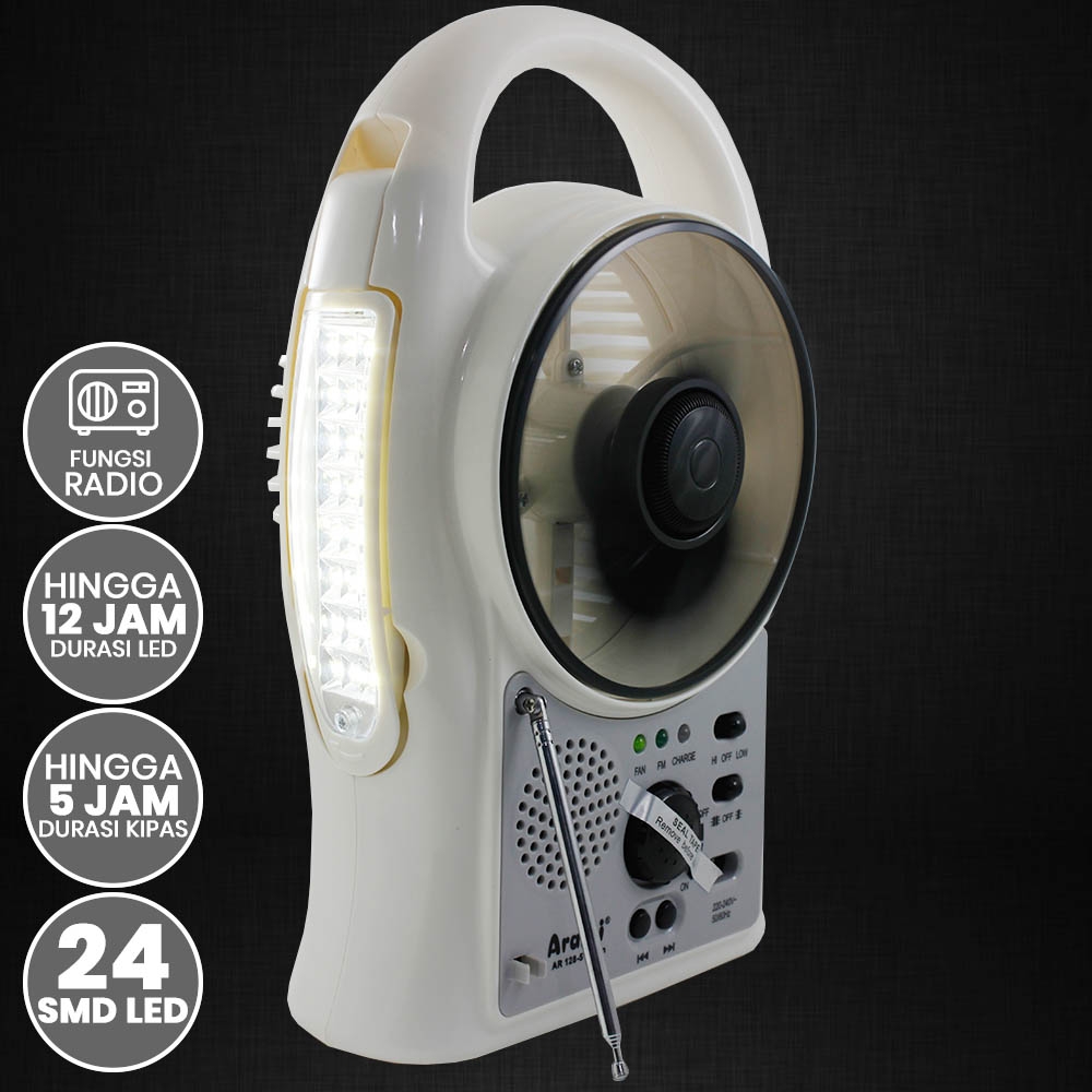 emergency SPAIN lampu + fungsi radio + kipas 5 inch SPAIN 24 SMD LED