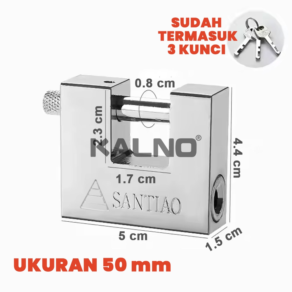 Gembok kotak pintu kunci gembok panser 50MM GS50M / gembok anti maling / gembok anti potong motor gudang rumah ruko stainless steel