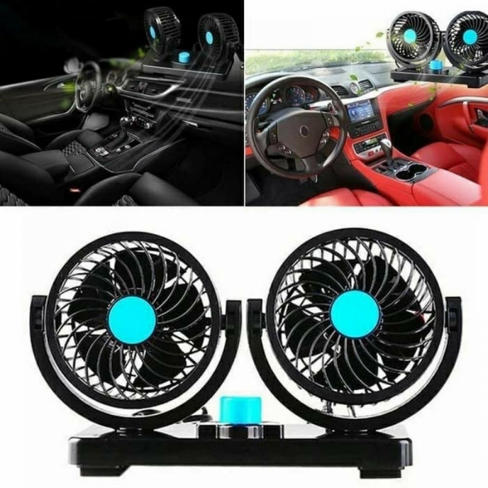 Kipas Angin Mobil T304 Double-Headed Fan Kipas Ganda Aksesoris Mobil Interior - 24V 