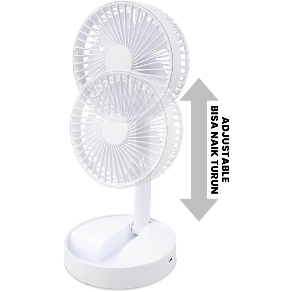 kipas bulat Portable Foldable Fan 2 Kecepatan bisa Dilipat Adjustable Tinggi Rendah USB Baterai AA Adem Gampang Dibawa FL516