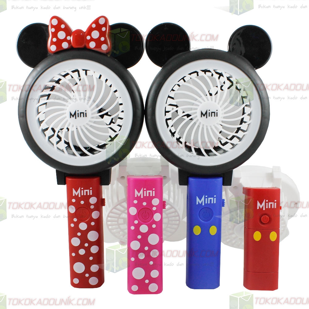 kipas kartun lipat mickey mini + lampu emergency LED keliling