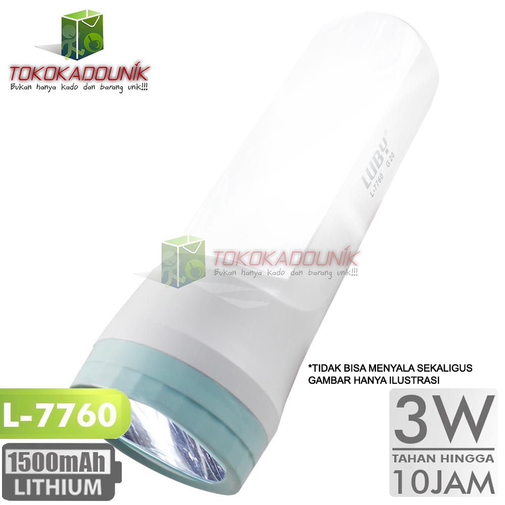 lampu emergency LB7760  3W tahan 10jam - 2 fungsi lentera dan senter darurat 1500mAh