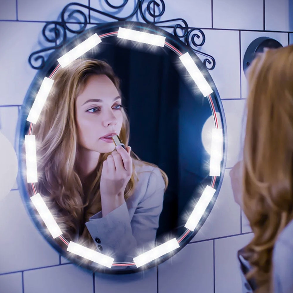 Lampu kaca rias / baca / lampu hiasan natal - LED Makeup Mirror Light dengan 10 Module Led plug n play tinggal tempel menggunakan double tape usb power 3 mode cahaya XR8830