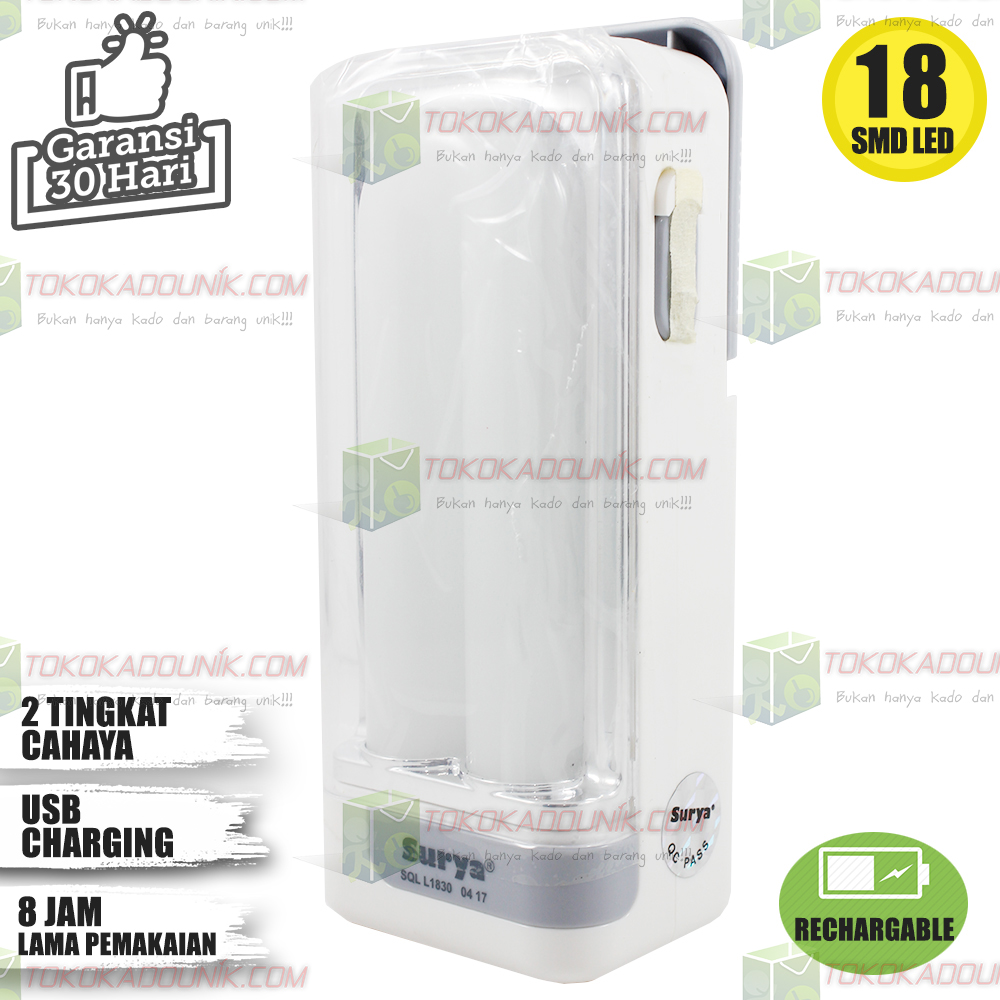 lampu rechargeable emergency SQL L1830 - 18 SMD tahan 8 jam