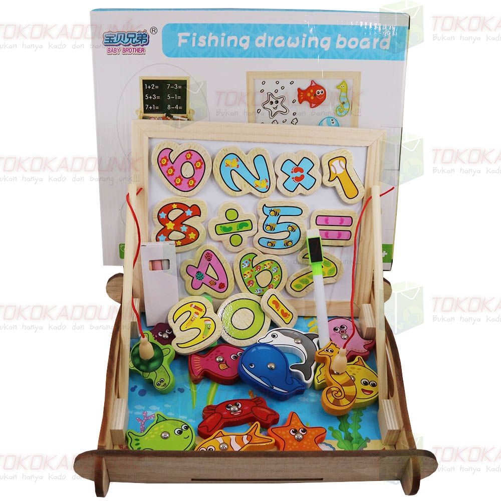 mainan edukasi Papan tulis Gambar dan Pancing - fishing drawing board