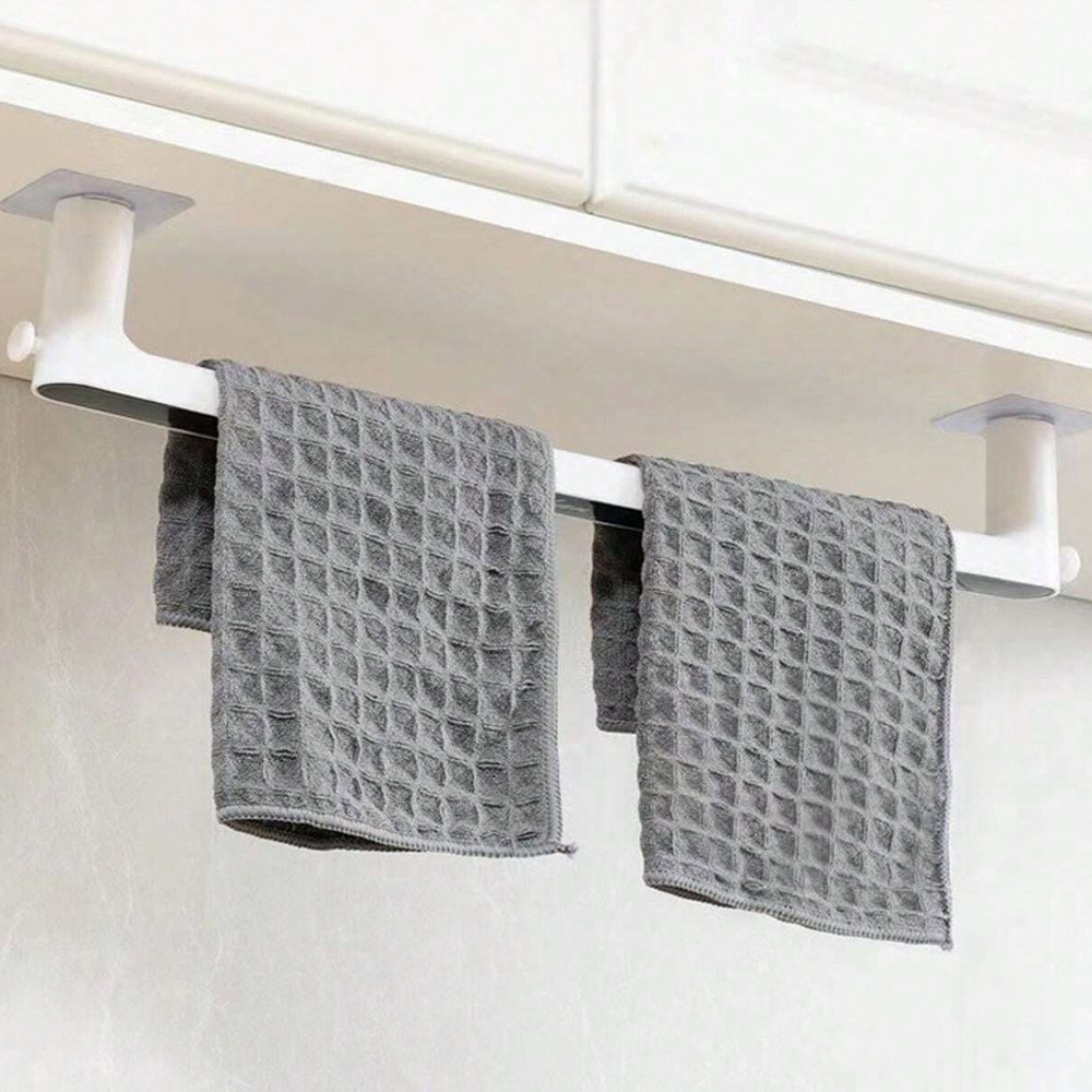 Multifunctional Storage Rack Towel Monolayer Rak gantung towel bar R119 bahan plastik model gantung tempel rak handuk toilet hanger lap dilengkapi hook samping untuk menaruh perintilan mudah dipasang