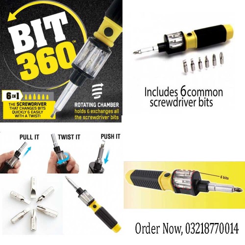 obeng Multifunction  6 in 1 Screwdriver BIT 360