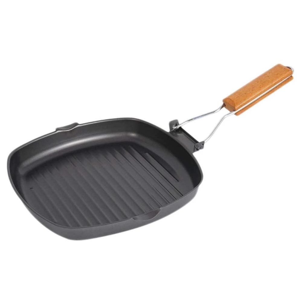 Panci Panggang Steak 20cm Square Grill Pan anti lengkep / Teflon BBQ Bakaran Sate Wajan Lipat Serbaguna