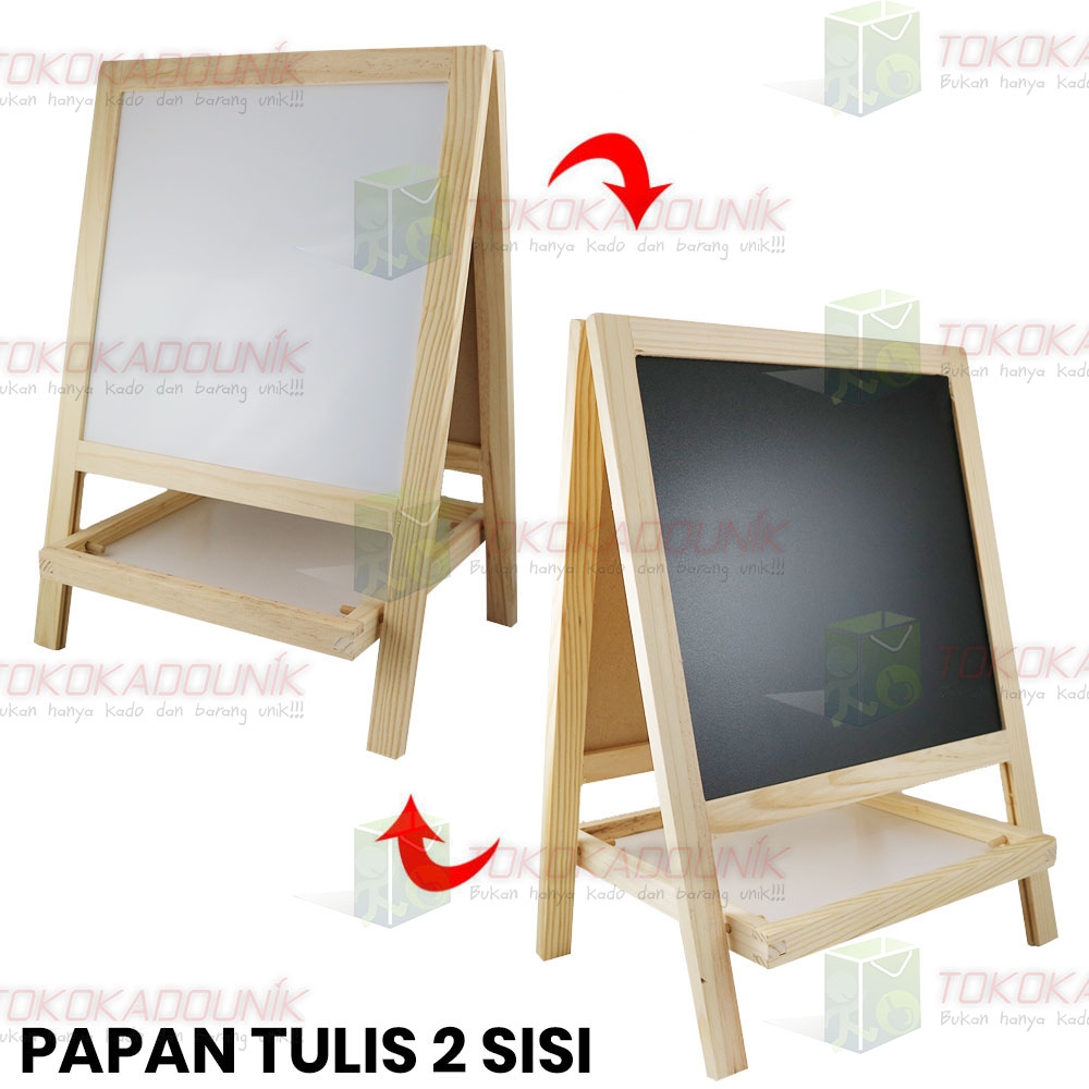 papan tulis 2 sisi hitam putih 1210 edukasi dengan magnet dan huruf free spidol, kapur dan penghapus