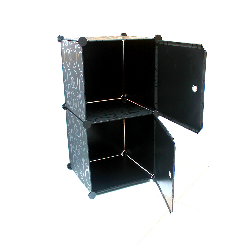rak lemari portable hitam 2.1 - 2 pintu