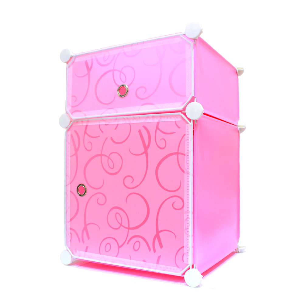  rak lemari portable  pink 4 1 2 pintu