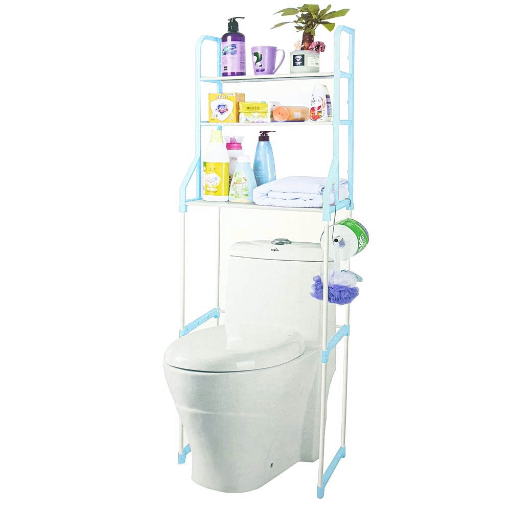 Rak Toilet Organizer R449 3 tingkat / Rak kamar mandi Serbaguna WC Tissue sabun Kloset - pink dan biru