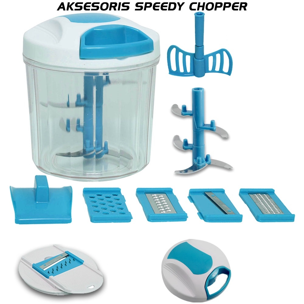 Speedy Chopper Full Set Alat Pencacah Serbaguna Blender Tarik Buah daging Dan Sayur pemotong manual