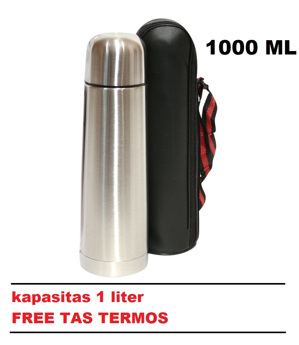 termos stainless 1 liter - free tas termos 1000ml