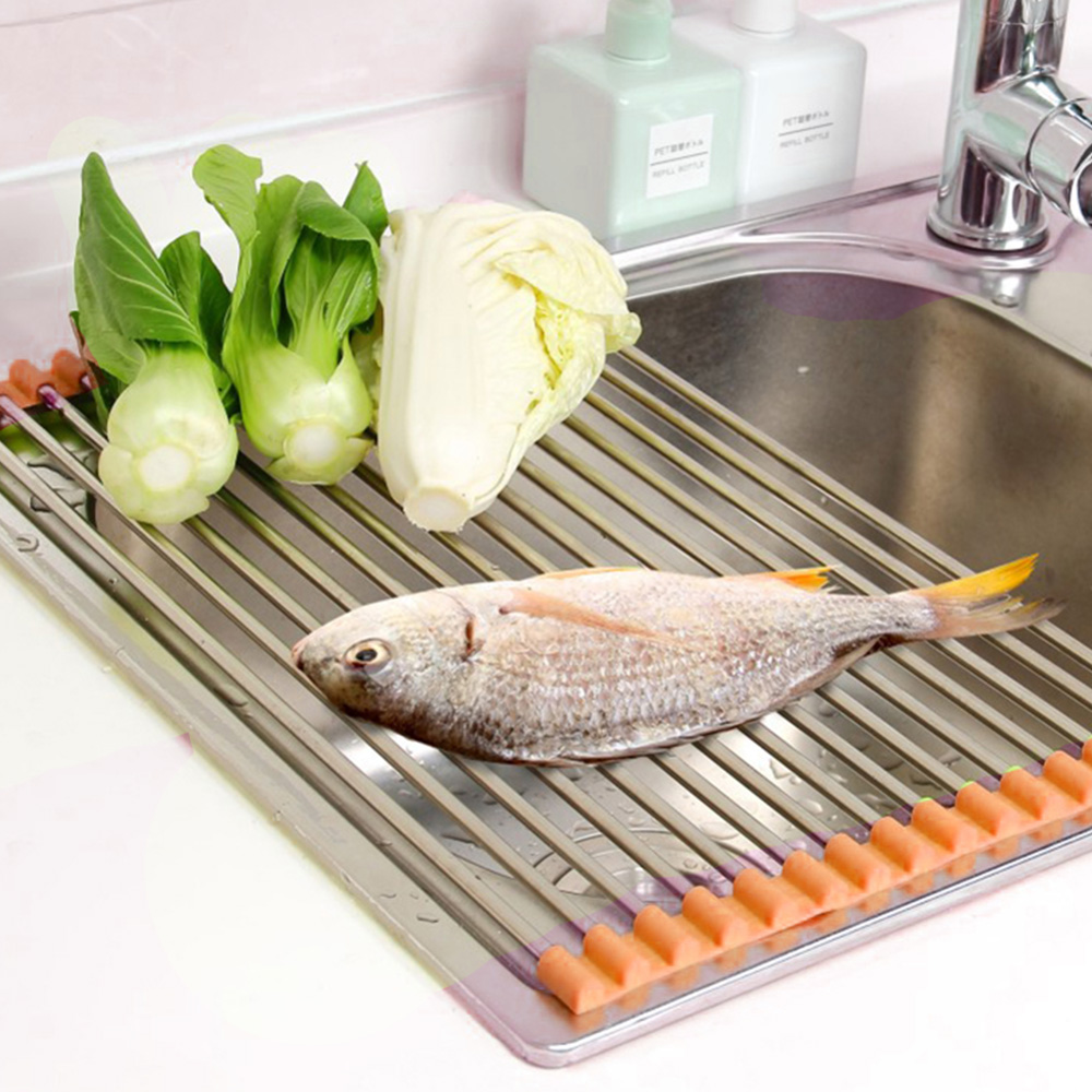 tirisan sayur, buah, daging - Stainless Sink Drying Rack