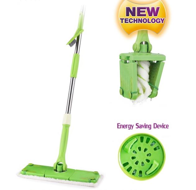 twist flat mop - microfiber n pengeringan no tangan