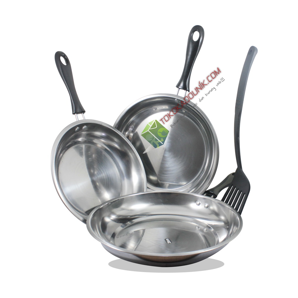 wajan teflon set stainless steel - 3 Pcs